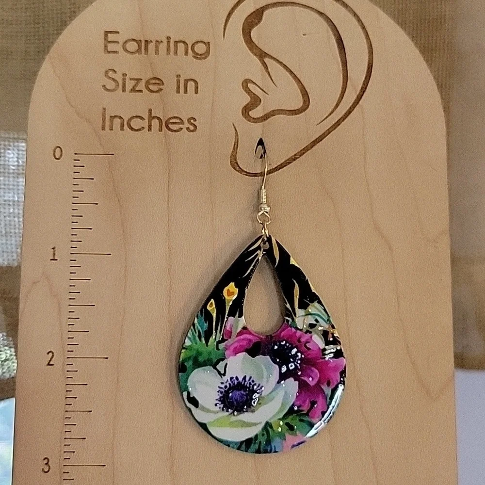 🔥LAST PAIR🔥 Vibrant Floral Teardrop Earrings - Picture 4 of 6